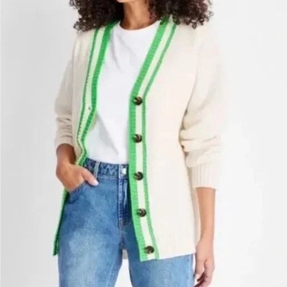 Future Collective Sweaters - Future Collective Kahlana Barfield Ivory Women’s XXS Cardigan Sweater